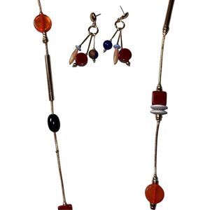 Chico’s Zoey Geometric Cluster Drop Earrings & Matching Single Strand Necklace